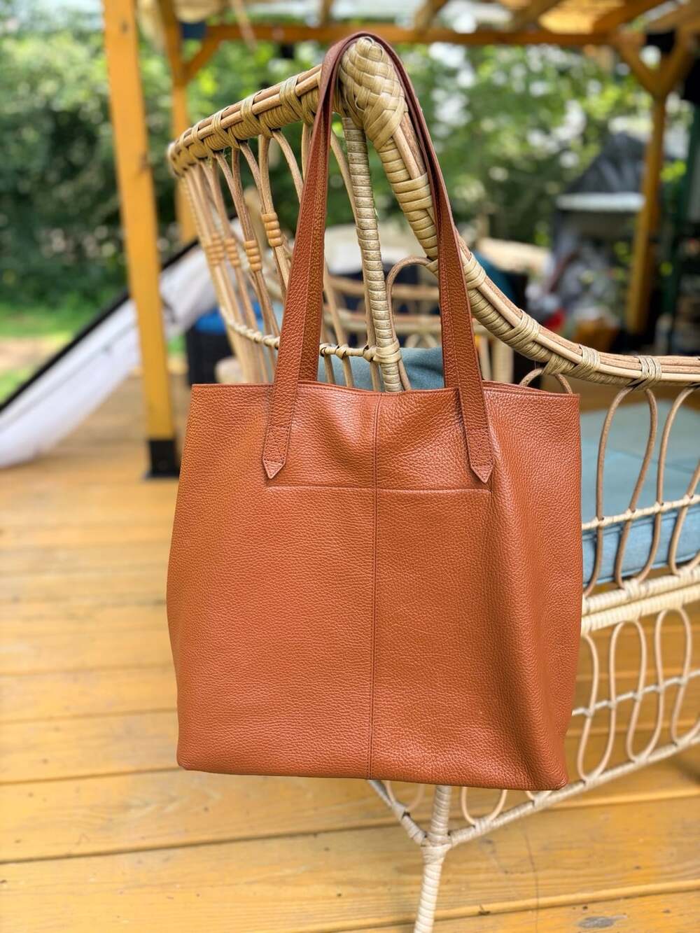 Time for Me Tote Brown Pebbled Leather